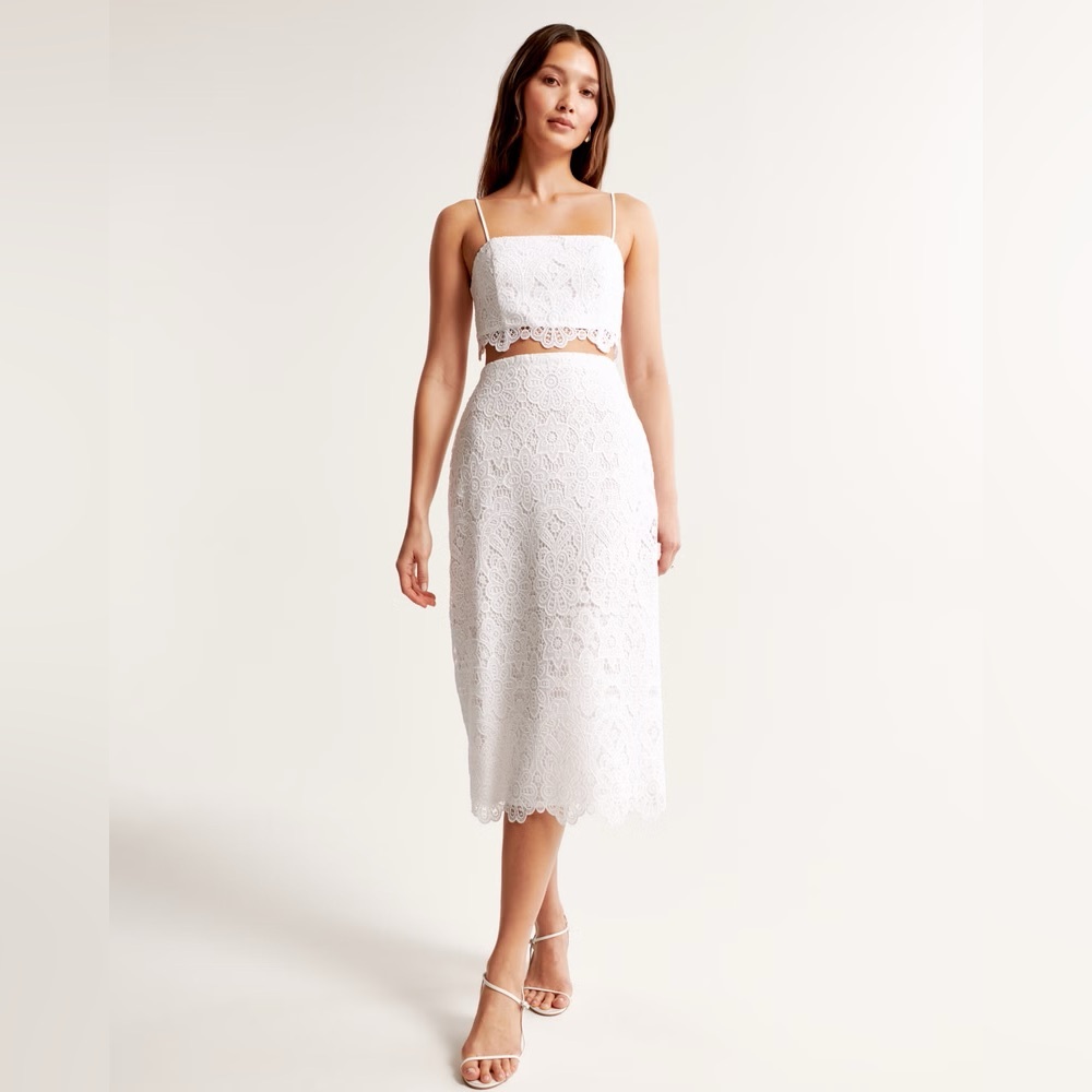Abercrombie & Fitch 🤍White Lace Midi Skirt🤍
